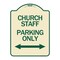 Signmission Church Staff Parking W/ Bidirectional Arrow Heavy-Gauge Aluminum Sign, 24" x 18", TG-1824-24260 A-DES-TG-1824-24260 - alternate 1